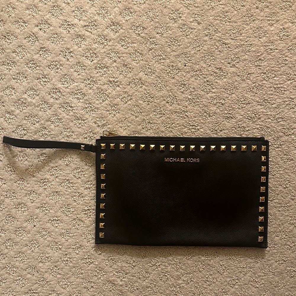 Michael Kors Black Clutch with Gold Studs